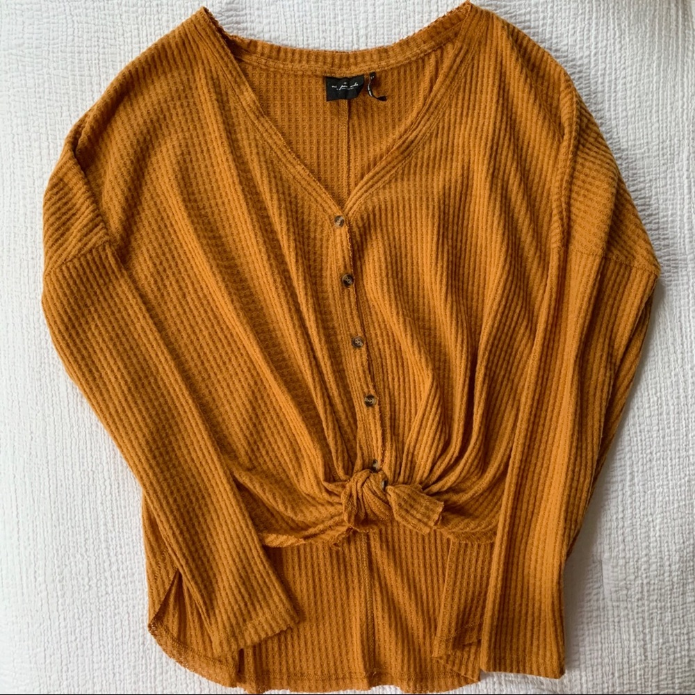 Thermal Oversized Button Front Top